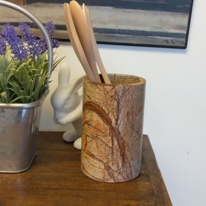 Crate & Barrel Marble utensil holder Brown
